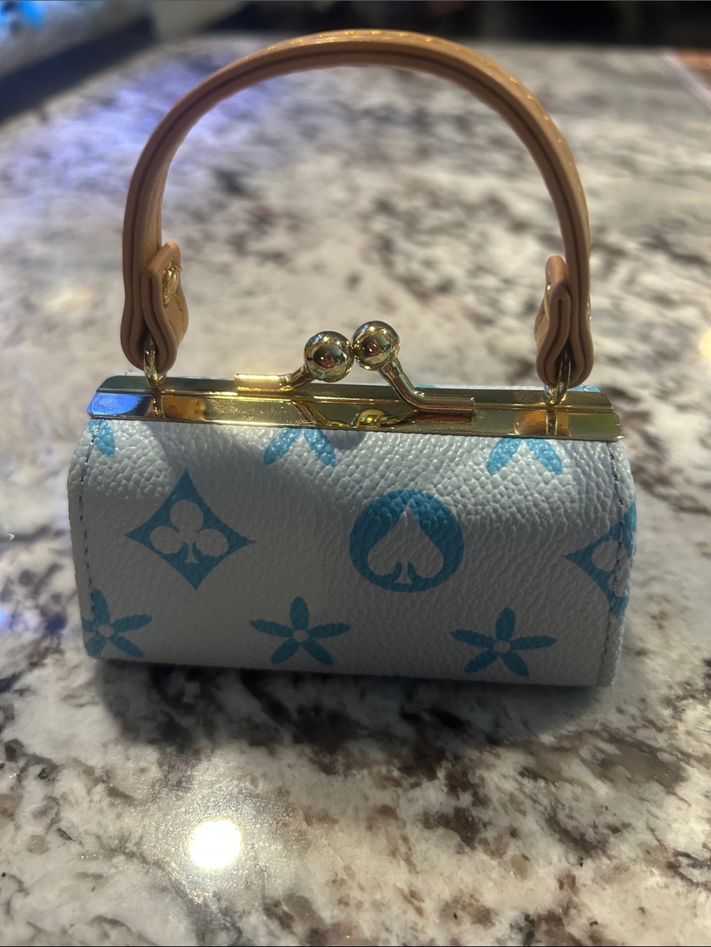 Mini Top-Handle mini Bag in White and Light Blue new - Picture 1 of 8